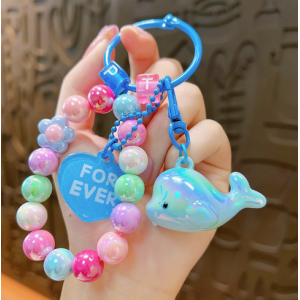 珠海纪念品小海豚钥匙扣挂件海昌海洋彩色串珠情侣包包挂饰